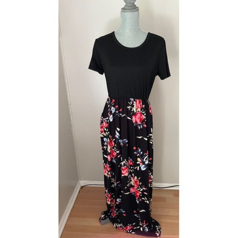 Misfay NWT Women's Loose Casual Long Floral Dress with Pockets size Large